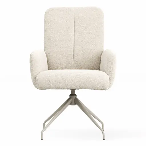 Armlehnstuhl Evania - Dreh und Relax-Funktion, hoher Rücken, Stoff, Creme