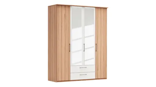 Drehtürenschrank Viana - B. ca. 180 cm, Furnier, Kernbuche, Weiß