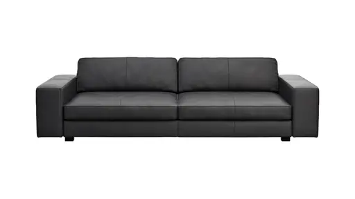 Sofa Aprino 1 - 4-Sitzer XXL, Leder, Schwarz, Armlehne Block