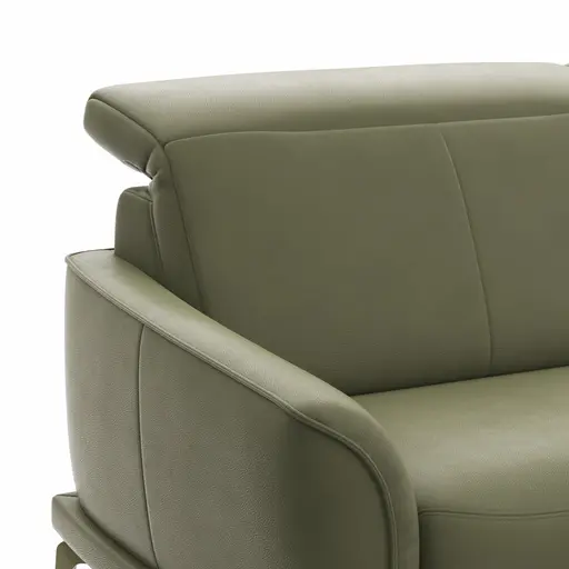 Sofa Amadena - 2,5-Sitzer inkl. Kopfteil verstellbar, Leder, Olive