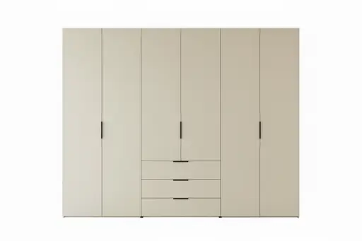 Drehtürenschrank 6-türig EM Armadio - mit 3 Schubladen, B. ca. 298, Dekor elfenbein