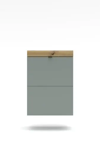 Schuhschrank - B ca. 60 cm, Schilfgrün, Artisan Eiche Nachbildung