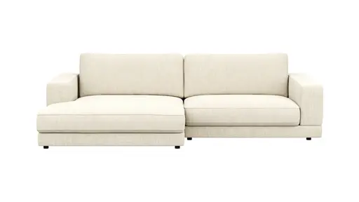 Ecksofa Juni - Longchair links mit 1,5-Sitzer, Stoff, Natur