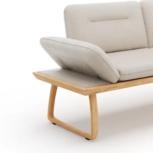 Bank Kamari - Breite ca. 208cm, Seitenteile verstellbar, Leder, Kitt