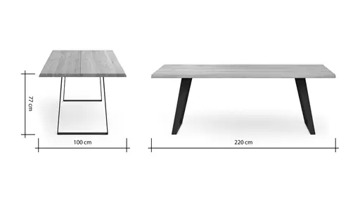Esstisch Talara Lina - LB ca. 220x100 cm, Wildeiche Natur