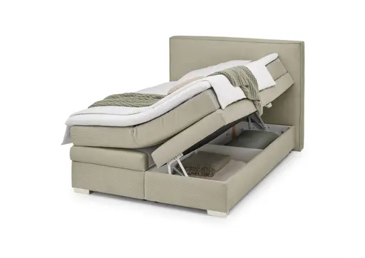 Boxspringbett- Liegefläche ca. 140x200 cm, Stoff, Taupe