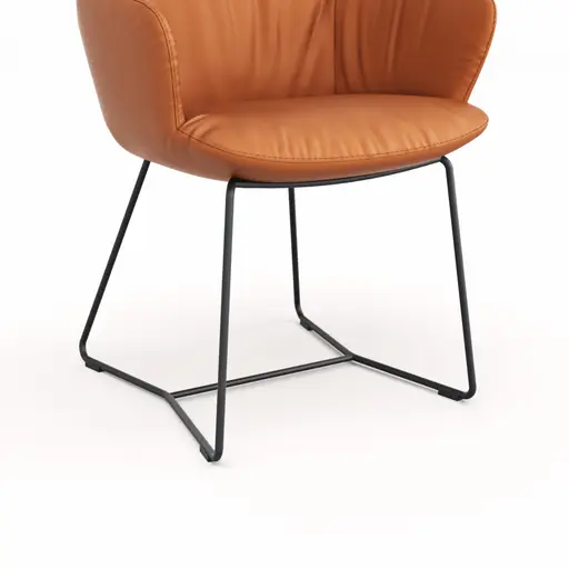 Armlehnstuhl Pegara - Leder, Papaya