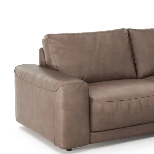 Ecksofa Balok - 2,5-Sitzer mit Longchair groß rechts, Leder, Dunkelbraun