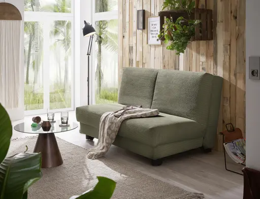 Schlafsofa EASY Optik A - 2-Sitzer ohne Armlehne, 140 cm inkl. Schlaffunktion, Cord, Dunkelgrün