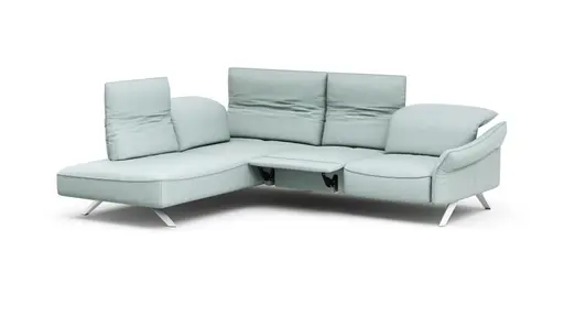 Ecksofa Bormio - Ecksofa links mit 2,5-Sitzer inklusive Fußteilverstellung motorisch, Sitztiefen und Kopfteilverstellung, Leder, Jade