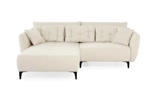 Ecksofa JANEK - 2,5-Sitzer, Ecke rechts, Stoff, Creme
