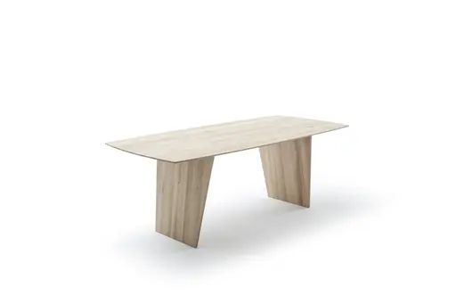 Esstisch 3100 - LB ca. 220x100 cm, Asteiche Bianco massiv, Holzwange