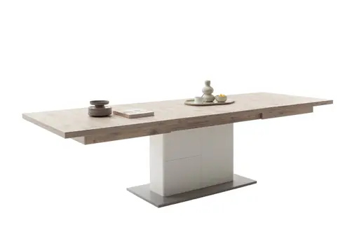 Esstisch - ausziehbar, LB ca. 180 (280)x100 cm, Eiche, Weiß