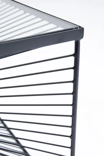 Couchtisch- LB ca. 80x80 cm, Stahl pulverbeschichtet, Glas, Schwarz