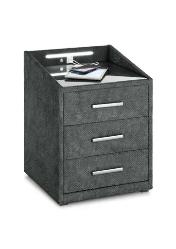 Nachttisch- Dunkelgrün, mit Glasplatte, inkl. Beleuchtung