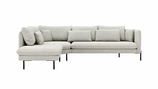 Ecksofa Birte - Ecke links, 2,5-Sitzer, Flachgewebe, Hellgrau