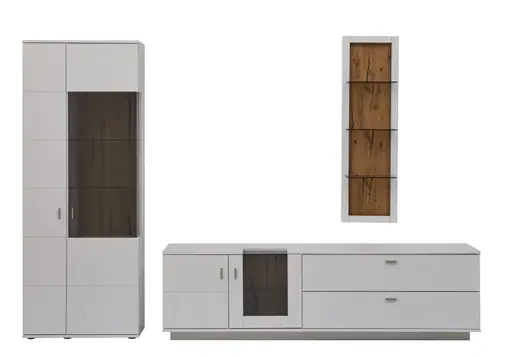 Wohnwand Rubia - Lack, Weiß