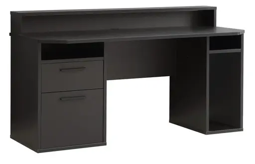 Schreibtisch FJODOR - mit Beleuchtung, Schwarz matt