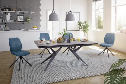 Stuhl MANOA - drehbar, Stoff, Petrol