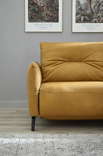 Sofa Bahia - 2-Sitzer inkl. Armlehne verstellbar, Leder, Kurkuma