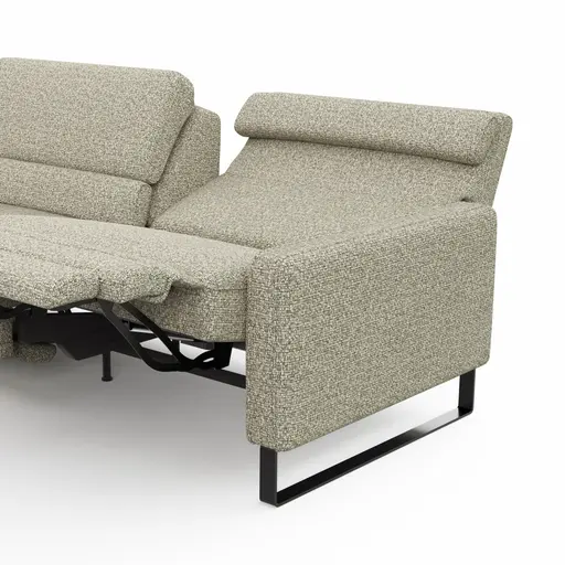 Ecksofa Valera - Longchair mit 3-Sitzer rechts inkl. Rückenlehne verstellbar und Relaxfunktion motorisch, Stoff, Limone