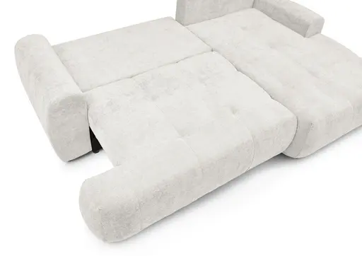 Ecksofa - 2-Sitzer mit Longchair rechts, Stoff, Silbergrau