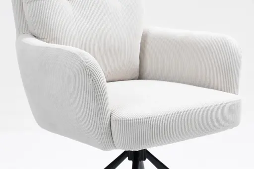 Armlehnstuhl - drehbar, Cord, Creme