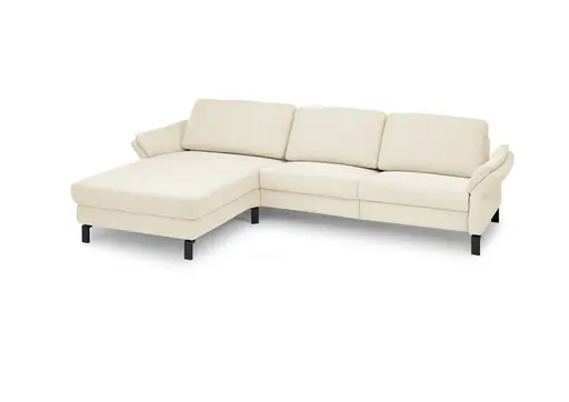 Ecksofa CALM PREMIUM 2.0 - Longchair links mit 3-Sitzer, Rückenlehne verstellbar, Stoff, Sand