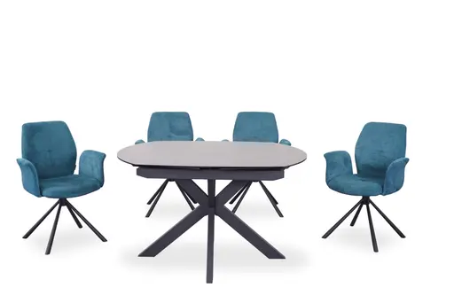 Armlehnstuhl MANOA - drehbar, Stoff, Petrol