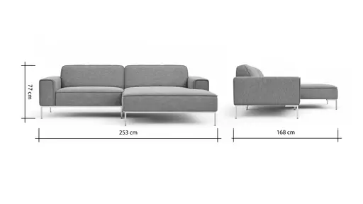Ecksofa Morten - 1,5-Sitzer, Longchair rechts, Stoff, Grau