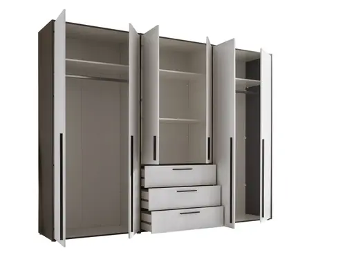 Drehtürenschrank- B ca. 270 cm, Graphit, Weiß