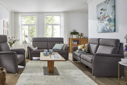 Sofa Arima H - 2-Sitzer inkl. Relaxfunktion (motorisch), Stoff, Dunkelbraun