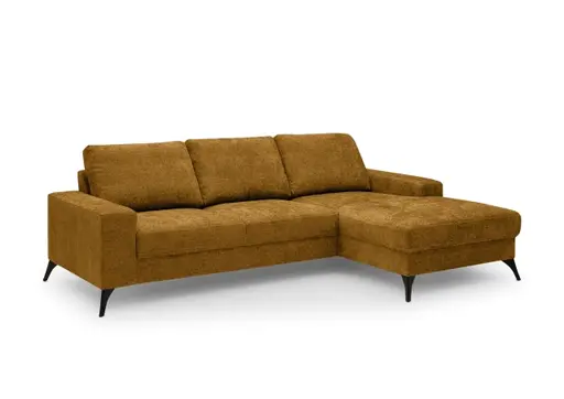 Ecksofa - 2-Sitzer, Ecke rechts, Stoff, Curry