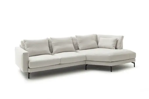 Trapezsofa Anesa - 2-Sitzer, Ecke rechts, Cord-Boucle, Creme
