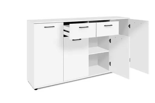 Sideboard- B ca. 160 cm, Weiß, Hochglanz