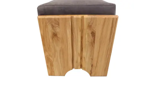 Polsterbank - mit Truhe, Breite ca. 130 cm, Stoff, dunkelbraun, Eiche massiv