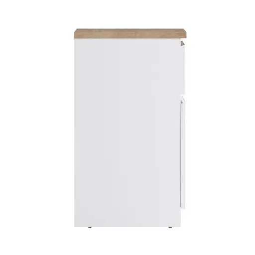 Nachtkonsole- B ca. 40 cm, Weiß, Hochglanz, Eiche Dekor