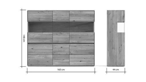Highboard Hillsboro - Wildeiche natur, geölt