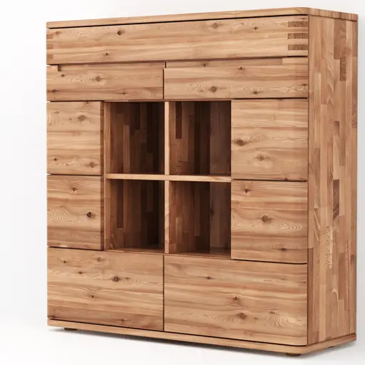 Highboard Cartago Soft - Astbuche massiv, natur geölt