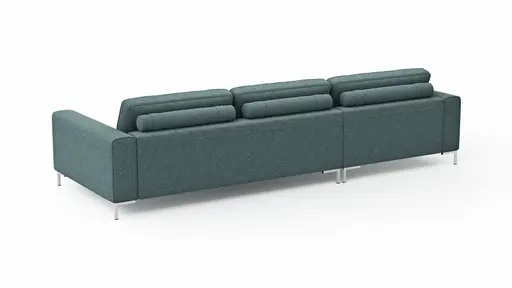 Ecksofa Solano - Longchair Links mit 2,5-Sitzer, Boucle, Seablue