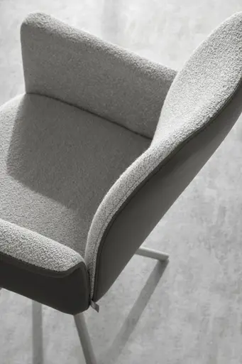 Armlehnstuhl Sedana - drehbar, Leder & Stoff, Grau