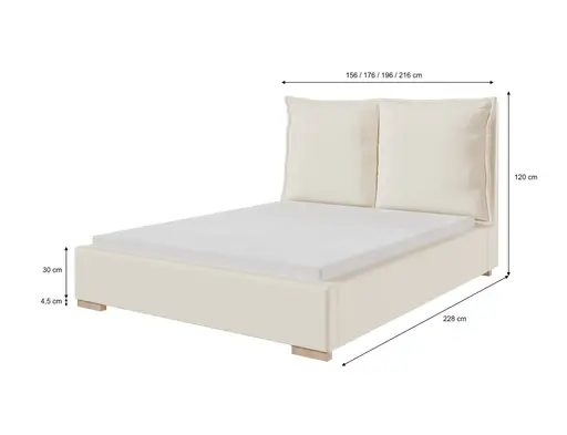 Bettgestell SANDRIN A- Liegefläche ca. 180x200 cm, Stoff, Creme