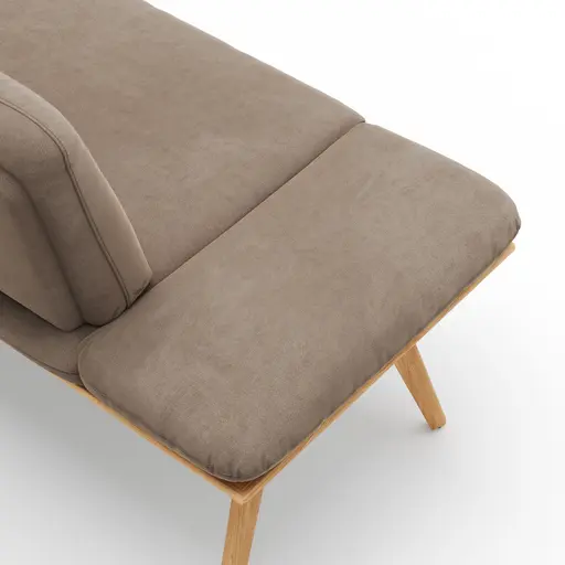 Bank Kamari - Breite ca. 228cm, Seitenteile verstellbar, Stoff, Schlamm