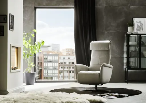 TV-Sessel - Relaxfunktion, Leder, Alufarben