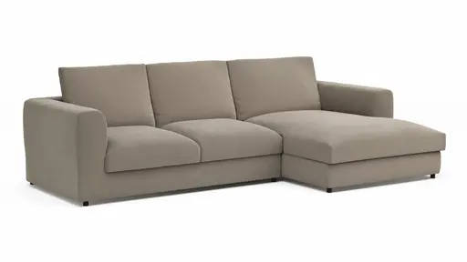 Ecksofa Stormy - 2,5-Sitzer mit Longchair rechts, Stoff, Graubeige