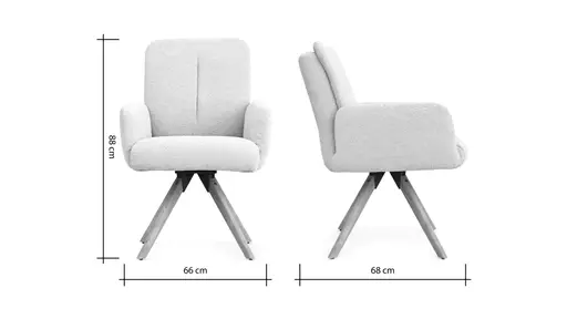 Armlehnstuhl Evania - Dreh und Relax-Funktion, niedriger Rücken, Stoff, Creme