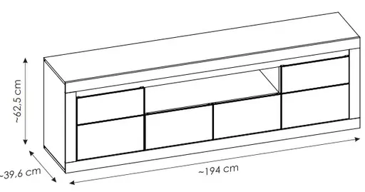 TV-Lowboard - mit Beleuchtung, B ca. 194 cm, Kaschmir, Stone Eiche Nachbildung