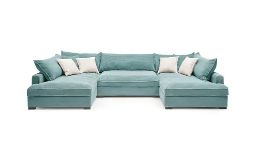 Wohnlandschaft - Longchair links, 2-Sitzer, Ecke rechts, Stoff, Petrol