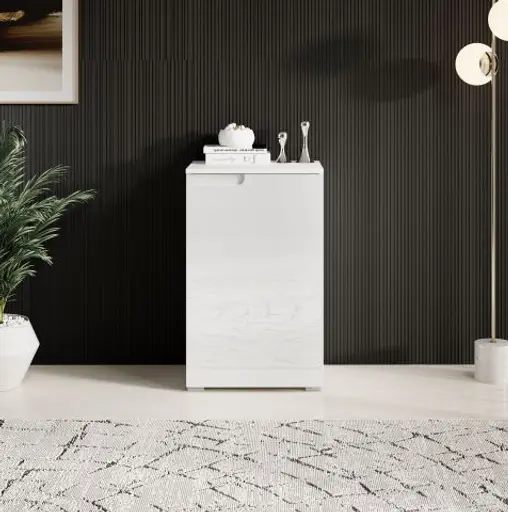 Kommode - B ca. 50 cm, Weiß, Hochglanz