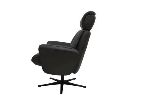 TV-Sessel MIO mit Hocker - drehbar, Relaxfunktion, Kopfteilverstellung, Leder, Dunkelgrau